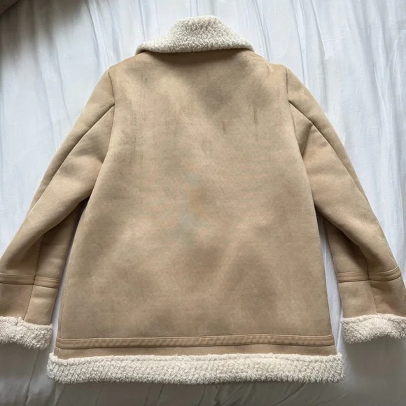 Zara Faux Suede Sherpa Lined Jacket